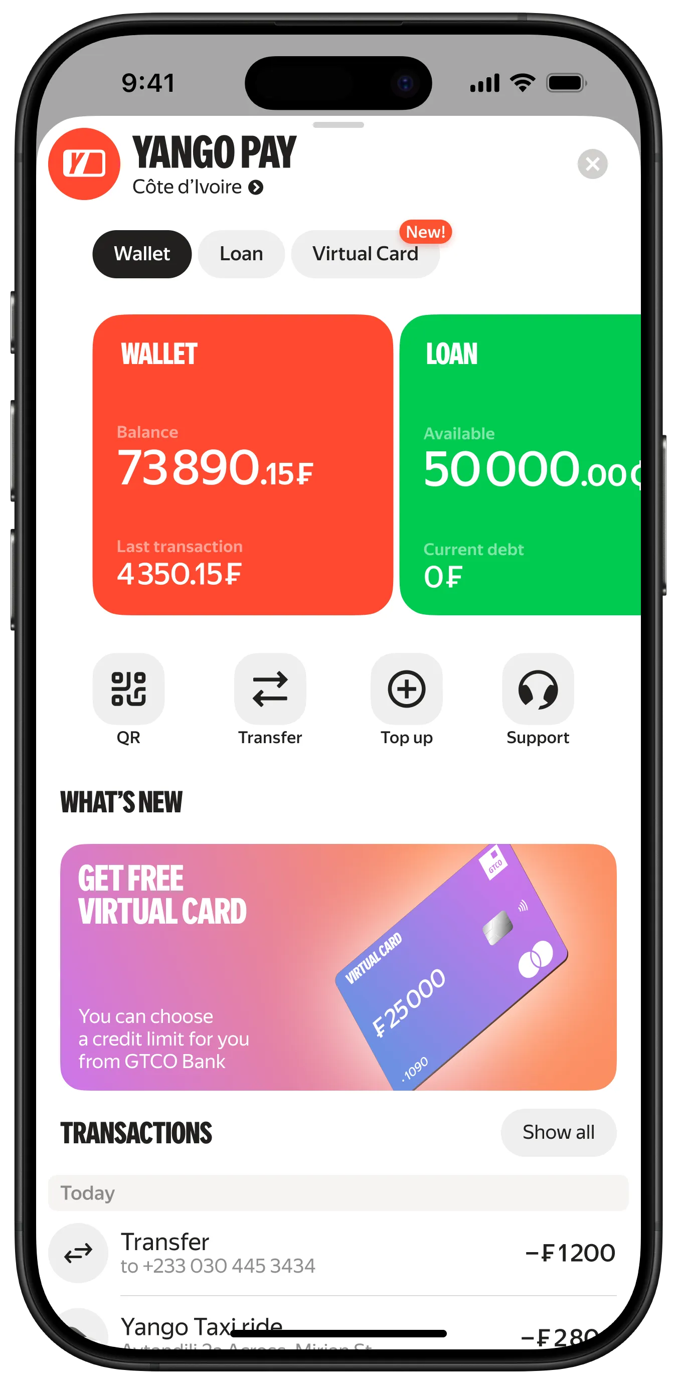 Yango Pay Screen